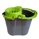 Galeata din plastic cu storcator Misavan, gri + verde, 14L