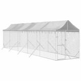 Padoc exterior cu acoperis argintiu 2x10x2,5 m otel galvanizat GartenMobel Dekor, vidaXL