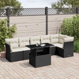 Cumpara ieftin Set canapele de grădină cu perne, 7 piese, negru, poliratan