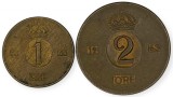 SUEDIA lot / set : 1 + 2 ORE 1963 [3] km 820 + 821, Europa, Cupru (arama)