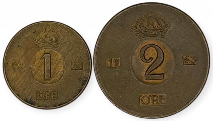 SUEDIA lot / set : 1 + 2 ORE 1963 [3] km 820 + 821