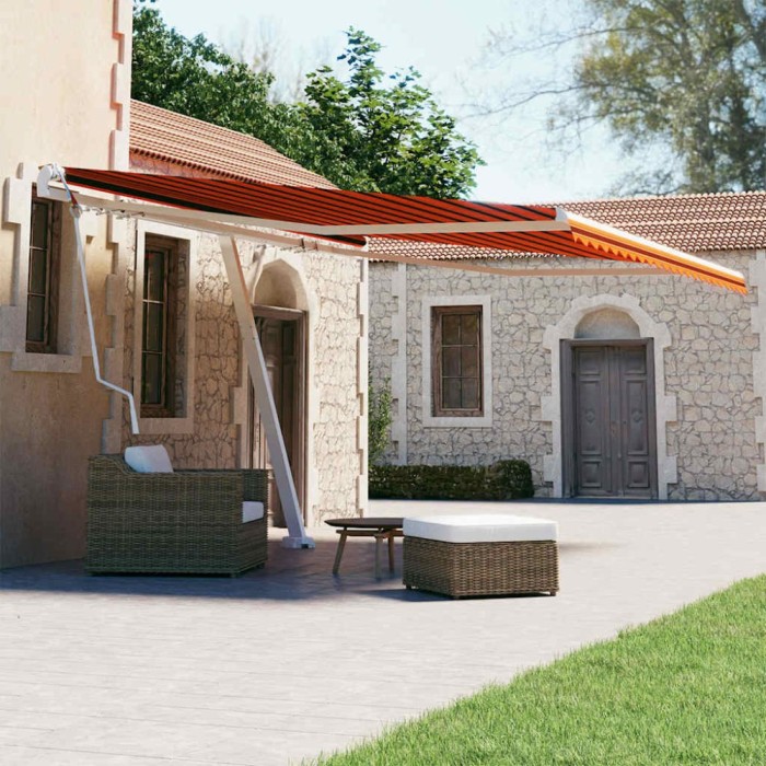 vidaXL Copertină autonomă retractabilă automat oranj&amp;maro 450x300 cm 3069570