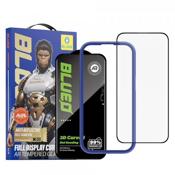 Folie de protectie Ecran Blueo AR pentru Apple iPhone 16 Pro, Sticla Securizata, Full Glue, 3D, Neagra