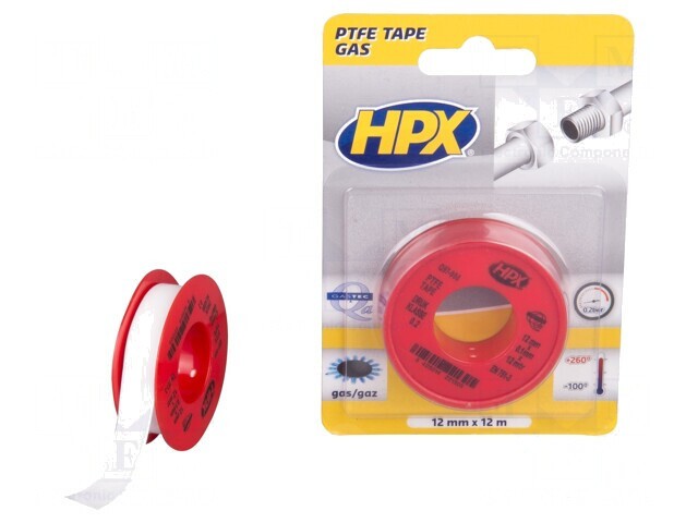 Bandă de etanșare PTFE albă 12mm x 12m max. 260&deg;C