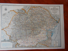 Harta Romania Mare,1933, M.Moldoveanu, caserata,95x65 cm,impecabila foto