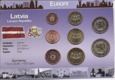 Letonia Set 8 - 1, 2, 5, 10, 20, 50 euro cent, 1, 2 euro 2014 - UNC !!! foto