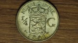 Indiile est Olandeze - moneda exotica de argint - 1/4 gulden 1941 - mintmark palmier- calitate impecabila !