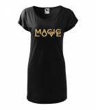 Tricou rochie Malfini bumbac print &quot;Magic Love&quot; marimi S, M, L, XL, Casual, Imprimeu text, Negru