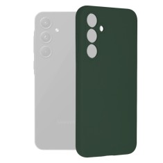 Husa de telefon compatibila samsung galaxy a55, tech microfibra, camera extra pro, dark green foto