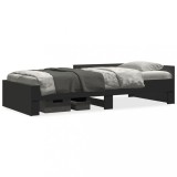 Gossi cadru de pat, negru, 75x190 cm, lemn prelucrat