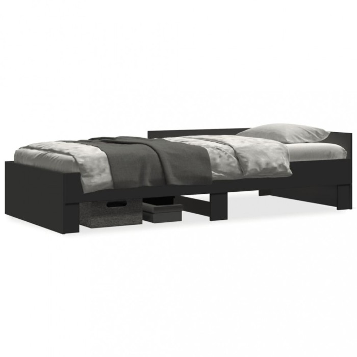 Gossi cadru de pat, negru, 75x190 cm, lemn prelucrat