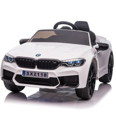 Masinuta electrica Bmw M5 Competition, 12V, 90W, 12V 14Ah roti moi, scaun tapitat, alb foto