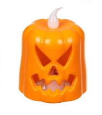 Lumanare cu flacara led Dovleac Halloween, Plastic, Portocaliu,7 cm