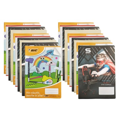 Set Caiet Studentesc A4, 48 file, 10 matematica, 10 dictando, coperta policromie, 20buc foto