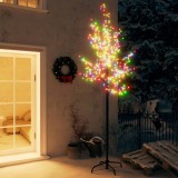 Pom Crăciun, 220 LED-uri lumină colorată, flori de cireș, 220cm