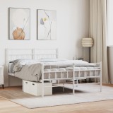 Gossi cadru de pat metalic cu tablie, alb, 135x190 cm