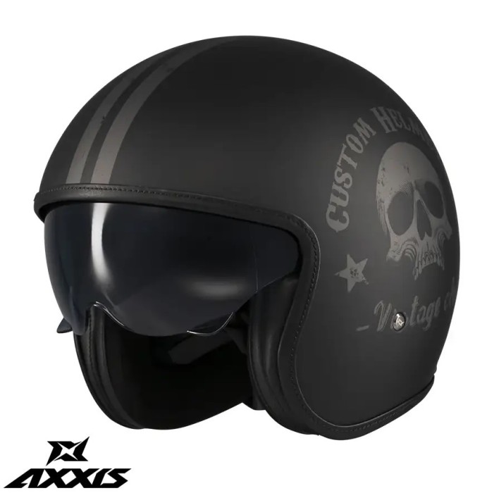 Casca pentru scuter - motocicleta Axxis model Hornet S SV Vintageclub B1 negru mat (ochelari soare integrati) &ndash; omologare noua ECE 22.06 M (57/58cm)
