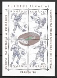 Romania 1998 - C. M. de Fotbal Franţa, bloc dantelat MNH, LP 1455, Nestampilat