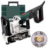 Metabo MFE 40 + Bosch - ECO for Universal - Freza pentru caneluri beton 1900 W 125 mm valiza plastic + Set discuri diamantate de taiere segmentate 125