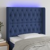 VidaXL Tăblie de pat cu LED, albastru, 93x16x118/128 cm, textil 3124372