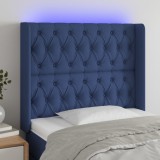 VidaXL Tăblie de pat cu LED, albastru, 103x16x118/128 cm, textil