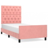 Cumpara ieftin Cadru de pat cu tablie, roz, 80x200 cm, catifea