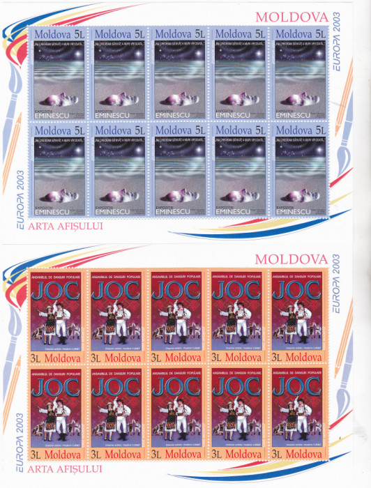 MOLDOVA 2003, EUROPA CEPT, minicoala de 10 timbre neuzată, MNH