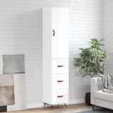 Cumpara ieftin Dulap &icirc;nalt, alb extralucios, 34,5x34x180 cm, lemn prelucrat