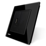 Priza simpla USB Livolo VL-C791USB-12, rama din sticla, incastrata, negru