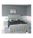 Pat Tapitat Mexic Lemon + Saltea 20cm Grosime + Noptiere Tapitate 160x200cm