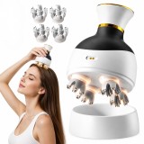Cumpara ieftin Aparat Masaj Capilar, 3 Moduri Masaj, Capete Silicon, Circulatie Sanguina, Relaxare Scalp, Baterie 1200mAh, USB Magnetic, Alb/Negru