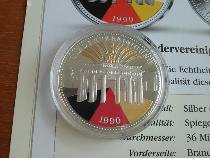 1990-Germania-60 ani Germania-certificat-Ag.+Au