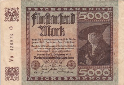 GERMANIA 5.000 marci 1922 VF+!!! foto