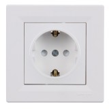 Priza schuko simpla Schneider Electric Asfora EPH2900221, incastrata, rama inclusa, contact de protectie, alba