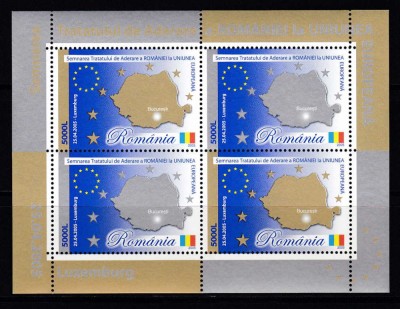 ✅RO 2005 LP 1682 a &amp;quot;Semnarea Tratatului de ad. Romaniei la UE &amp;quot;,colita 354 , MNH foto