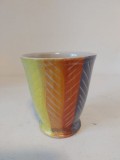Vaza mica / pahar ceramic facut manual, decorat multicolor, semnat si datat (1993) Studio art EOOW