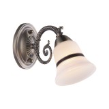 Aplica Klausen Niky AP1 stil Country bronz antic, corp iluminat perete sticla alba E27 22x13x33 cm, lampa decorativa eleganta interior clasic