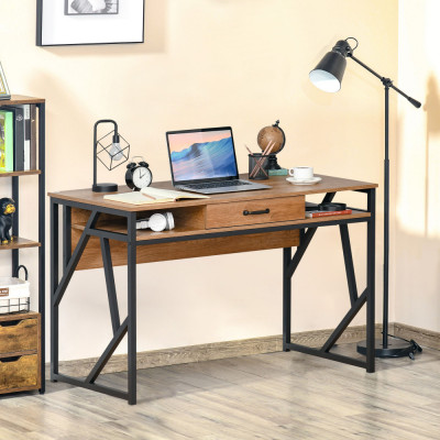 HOMCOM Birou pentru computer, Modern in Stil Industrial MDF, 120x60x76 cm, Maro foto