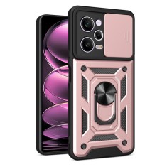 Husa pentru xiaomi redmi note 12 pro 5g / poco x5 pro, camshield protectie camera, inel magnetic, slide si snap, rose gold foto