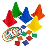 Set de antrenament motoric cu conuri, inele și saci din plastic, CMCLASS