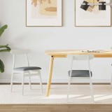 vidaXL Scaun de sufragerie 2 pcs Alb și gri Lemn Solid de Cauciuc 42020487