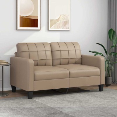 vidaXL Canapea cu 2 locuri, cappuccino, 140 cm, piele ecologică foto