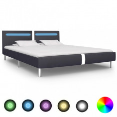 Cadru de pat cu LED, negru, 180 x 200 cm, piele artificială