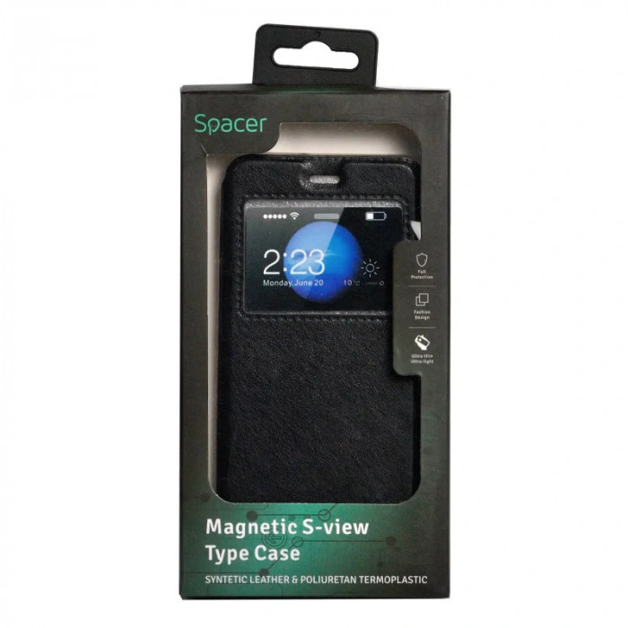 HUSA SMARTPHONE Spacer pentru Huawei P10 magnetica tip portofel negru &amp;quot;SPT-M-HW.P10&amp;quot;