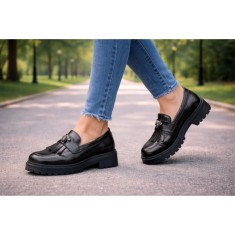 Pantofi dama casual din piele naturala de culoare neagra Sasha Bee