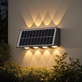 Aplica LED solara exterior Solaris, 8 surse, lumina calda, negru, IP65