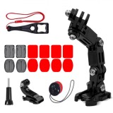 Set accesorii pentru casca cu montura pentru camere de actiune GoPro, DJI, Insta360, SJCam, Eken Sports -90871, Generic