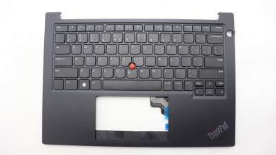 Carcasa superioara cu tastatura palmrest Laptop, Lenovo, ThinkPad E14 Gen 5 Type 21JK, 21JL, iluminata, neagra, layout US foto