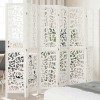 Paravan Decorativ vidaXL, 6 Panouri, Lemn Paulownia, Alb, 215x180cm, Separator Camera Pliabil, Ecran Intimitate, Design Ajurat