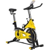 HOMCOM Bicicletă de Exerciții Staționare cu Volant, Monitor LCD, Rezistență Reglabilă pentru Antrenament Cardio, 101-113x45.5x100 cm, Galben | Aosom R